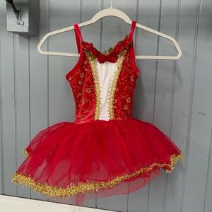 Wolff Fording My Favorite Things Red Tutu Dance Costume with Gold Accents